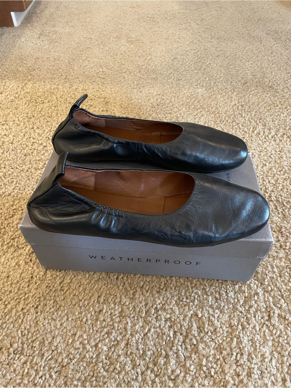Aquatalia Black Leather Quortney Nappa Ballet Flats
